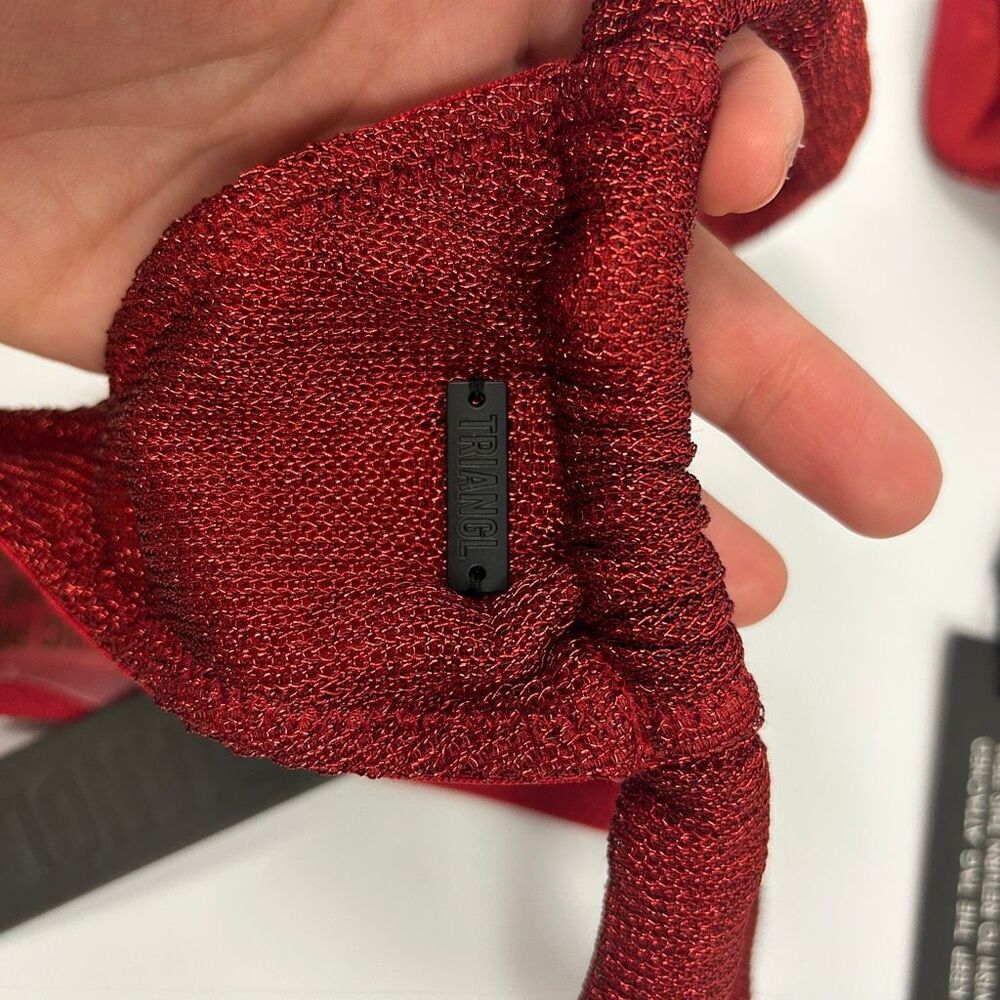 Triangl STELL Bikini - Red Sparkle Lurex - Top S, Bottom M - Picture 7 of 11